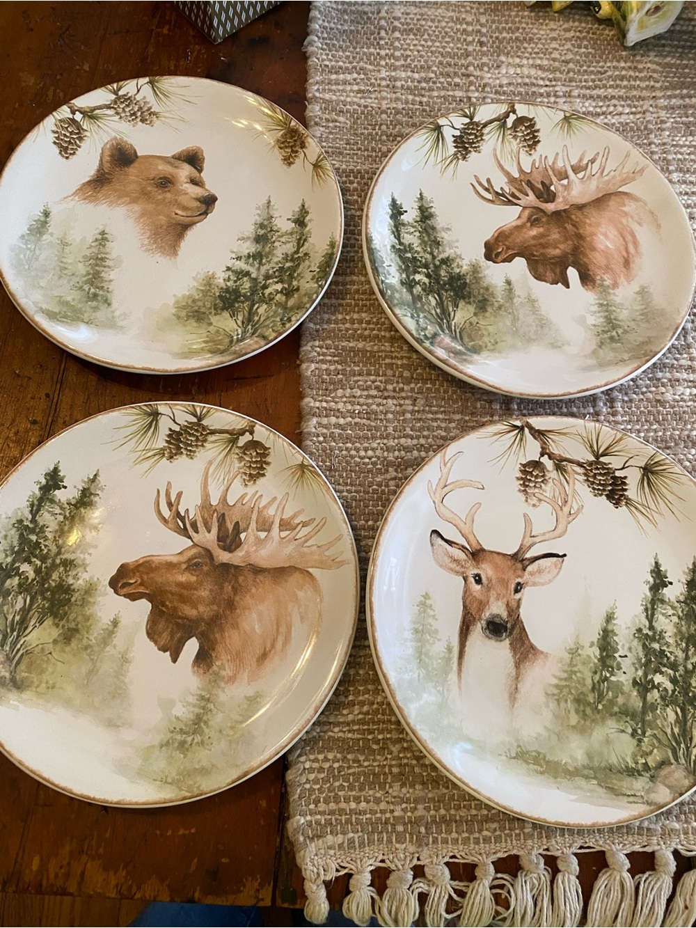 Certified International Woodland Wildlife Dinner Plates - Brown & Green